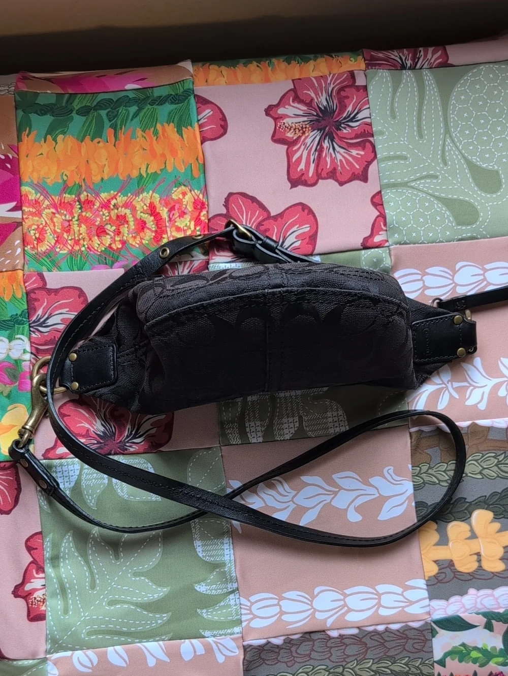 Authentic Coach Y2K Signature Crescent Crossbody with Leather Trim